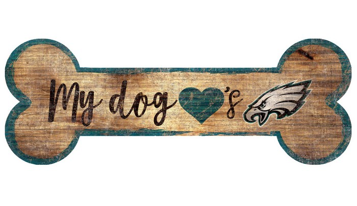 Philadelphia Eagles Sign Wood 6x12 Dog Bone Shape