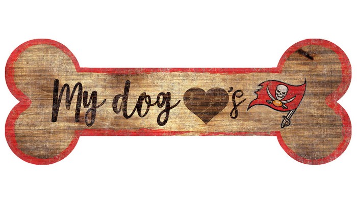 Tampa Bay Buccaneers Sign Wood 6x12 Dog Bone Shape