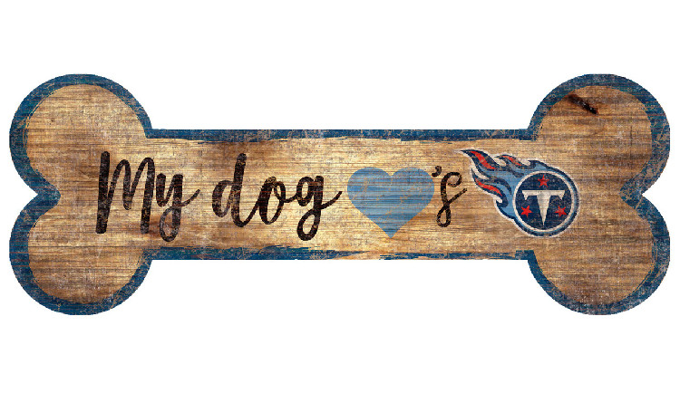 Tennessee Titans Sign Wood 6x12 Dog Bone Shape