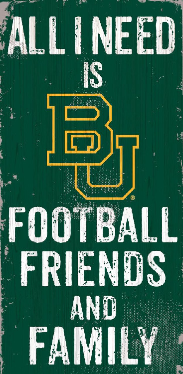 Baylor Bears Sign Wood 6x12 Football Friends and Family Design Color