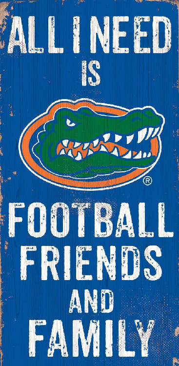 Florida Gators Sign Wood 6x12 Football Friends and Family Design Color