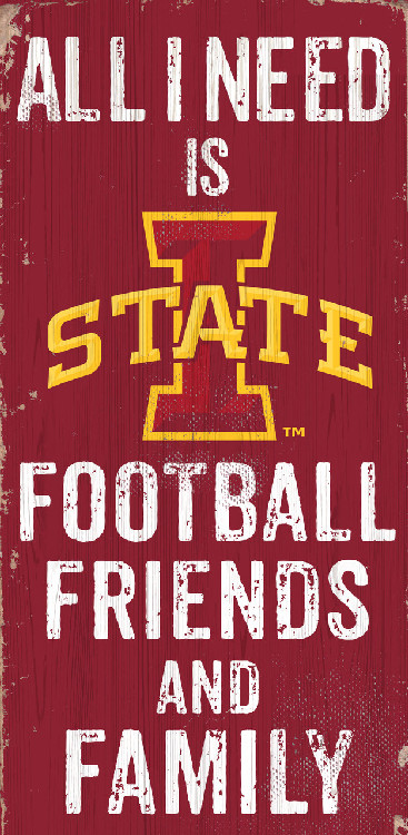 Iowa State Cyclones Sign Wood 6x12 Football Friends and Family Design Color