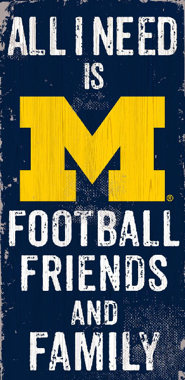 Michigan Wolverines Sign Wood 6x12 Football Friends and Family Design Color