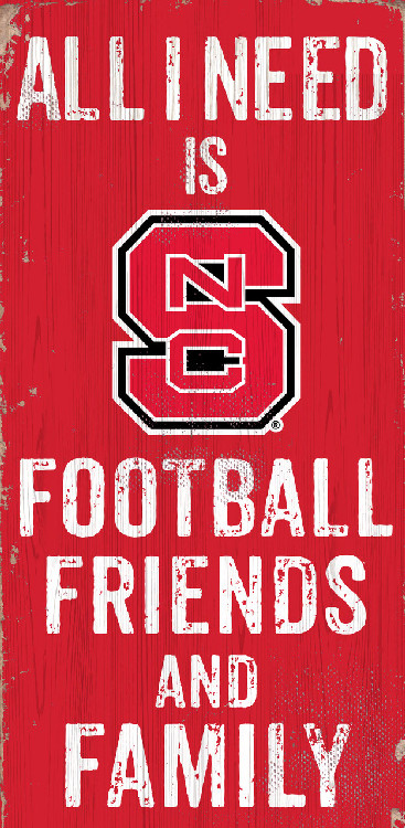 North Carolina State Wolfpack Sign Wood 6x12 Football Friends and Family Design Color