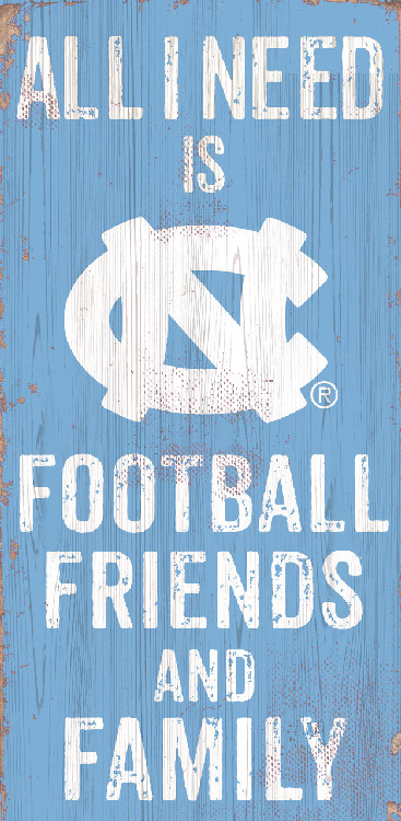 North Carolina Tar Heels Sign Wood 6x12 Football Friends and Family Design Color