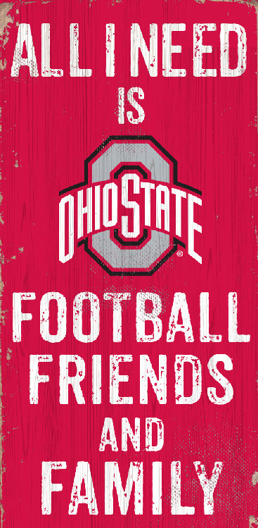 Ohio State Buckeyes Sign Wood 6x12 Football Friends and Family Design Color