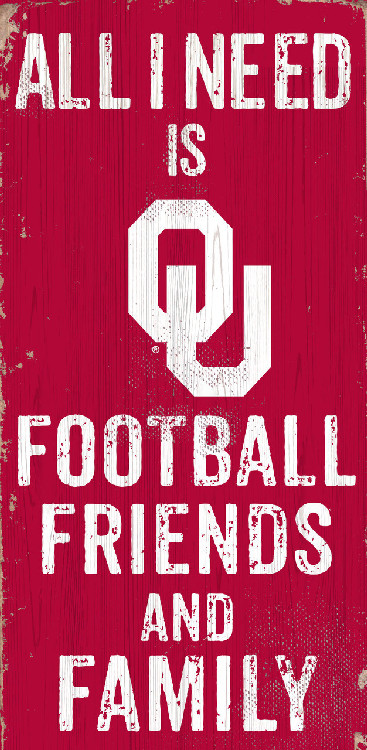 Oklahoma Sooners Sign Wood 6x12 Football Friends and Family Design Color