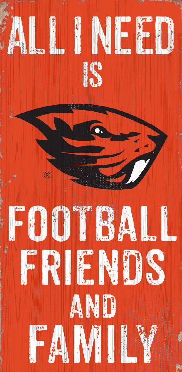 Oregon State Beavers Sign Wood 6x12 Football Friends and Family Design Color