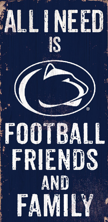 Penn State Nittany Lions Sign Wood 6x12 Football Friends and Family Design Color