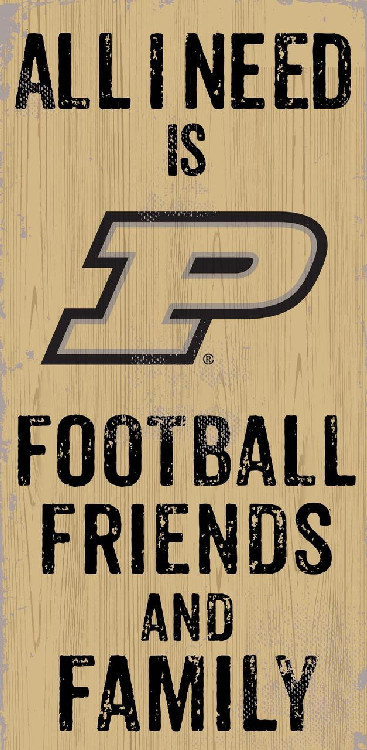 Purdue Boilermakers Sign Wood 6x12 Football Friends and Family Design Color