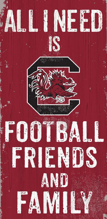 South Carolina Gamecocks Sign Wood 6x12 Football Friends and Family Design Color