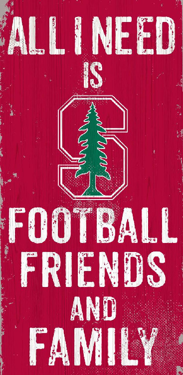 Stanford Cardinal Sign Wood 6x12 Football Friends and Family Design Color