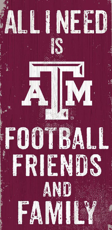 Texas A&M Aggies Sign Wood 6x12 Football Friends and Family Design Color