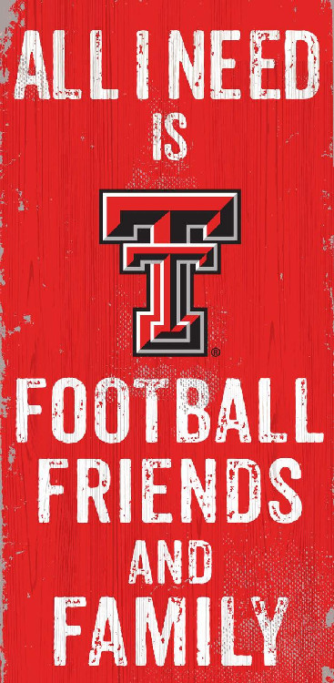 Texas Tech Red Raiders Sign Wood 6x12 Football Friends and Family Design Color