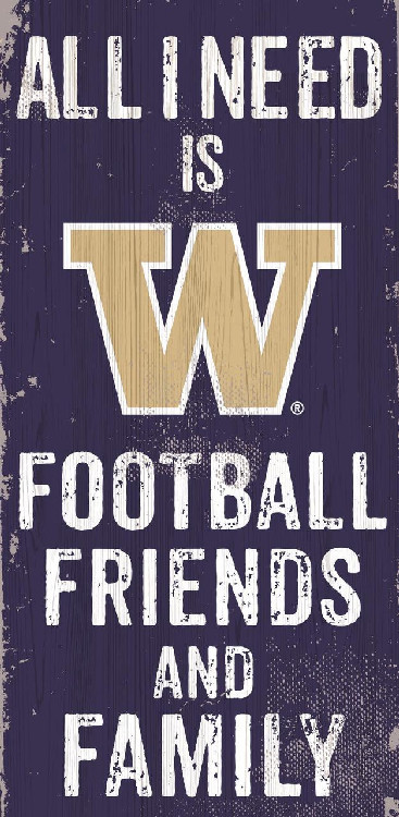 Washington Huskies Sign Wood 6x12 Football Friends and Family Design Color