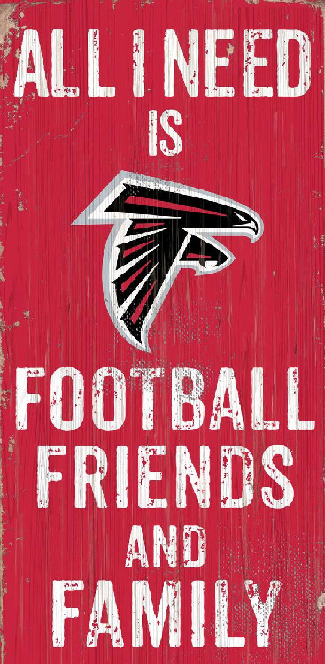 Atlanta Falcons Sign Wood 6x12 Football Friends and Family Design Color