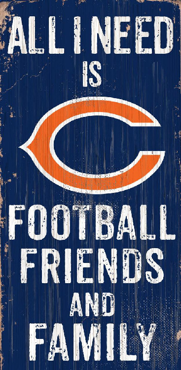 Chicago Bears Sign Wood 6x12 Football Friends and Family Design Color