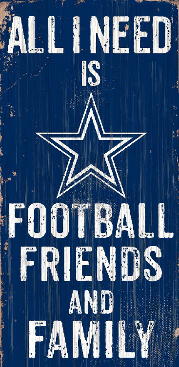 Dallas Cowboys Sign Wood 6x12 Football Friends and Family Design Color