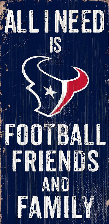 Houston Texans Sign Wood 6x12 Football Friends and Family Design Color