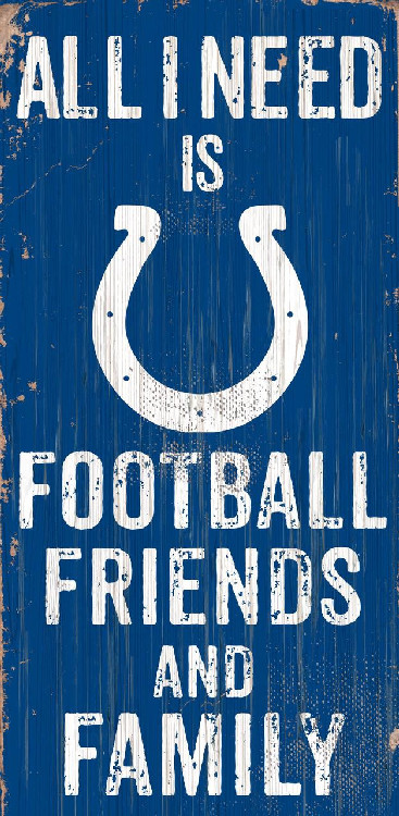 Indianapolis Colts Sign Wood 6x12 Football Friends and Family Design Color