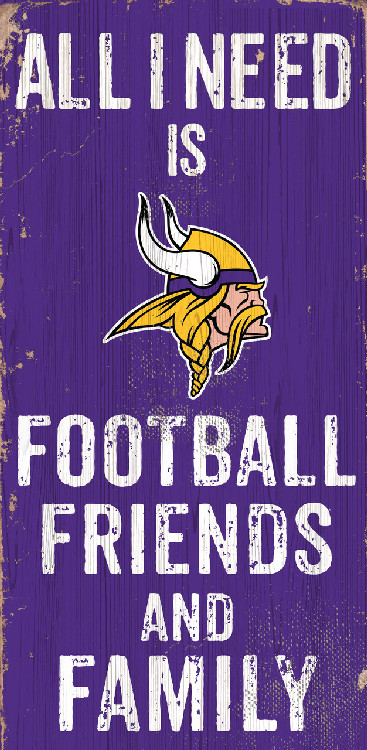 Minnesota Vikings Sign Wood 6x12 Football Friends and Family Design Color