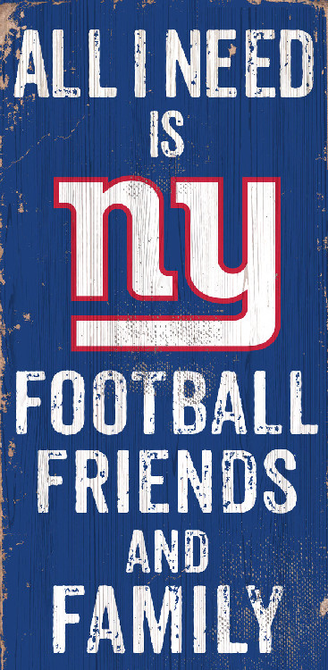 New York Giants Sign Wood 6x12 Football Friends and Family Design Color