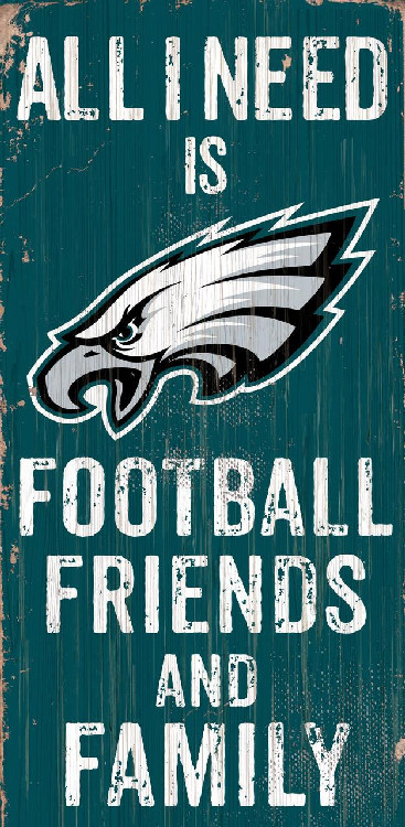 Philadelphia Eagles Sign Wood 6x12 Football Friends and Family Design Color