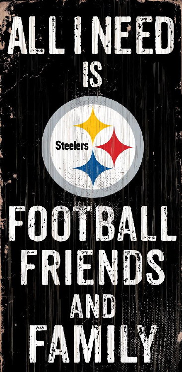 Pittsburgh Steelers Sign Wood 6x12 Football Friends and Family Design Color