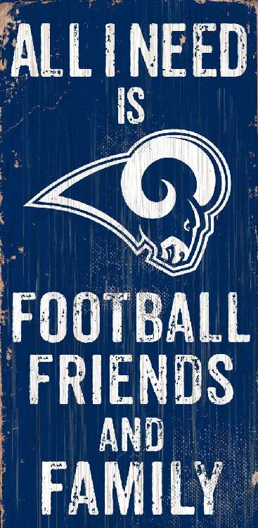 Los Angeles Rams Sign Wood 6x12 Football Friends and Family Design Color