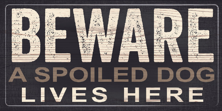 Pet Sign Wood Beware A Spoiled Dog Lives Here 10"x5"