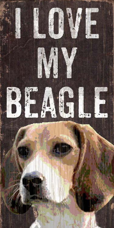 Pet Sign Wood I Love My Beagle 5"x10"