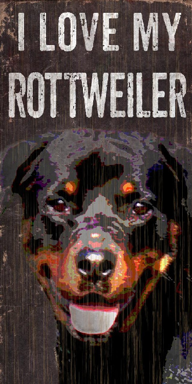 Pet Sign Wood I Love My Rottweiler 5"x10"