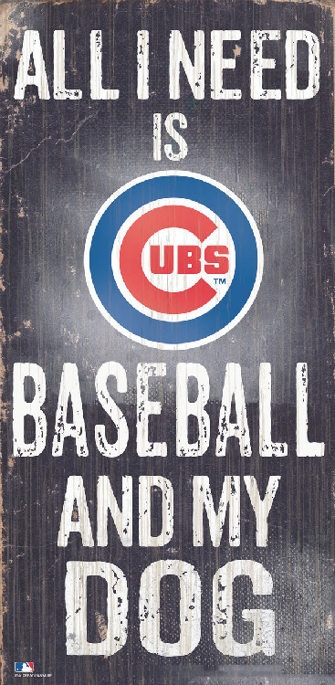 Chicago Cubs Sign Wood 6x12 Baseball and Dog Design