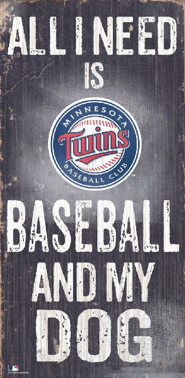 Minnesota Twins Sign Wood 6x12 Baseball and Dog Design