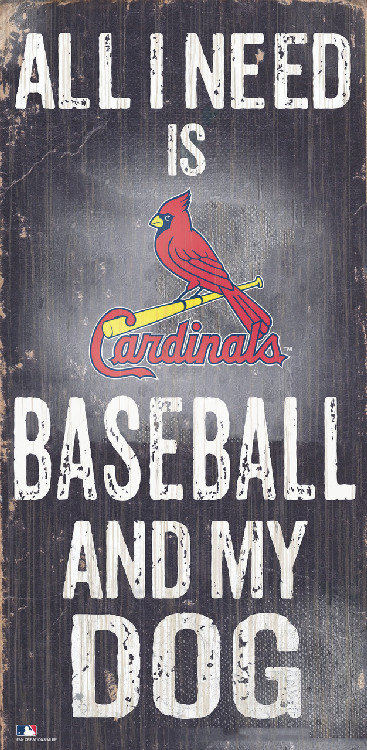 St. Louis Cardinals Sign Wood 6x12 Baseball and Dog Design