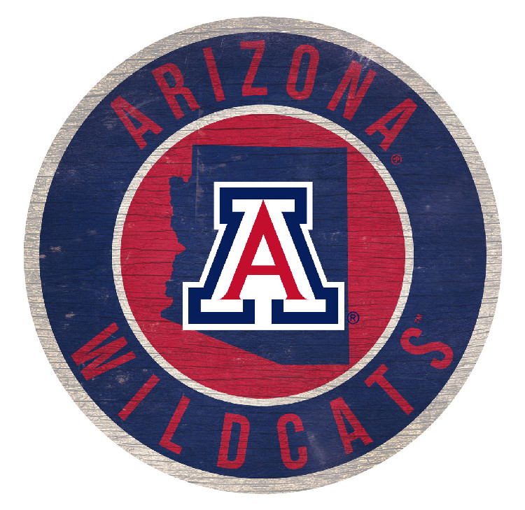 Arizona Wildcats Sign Wood 12 Inch Round State Design