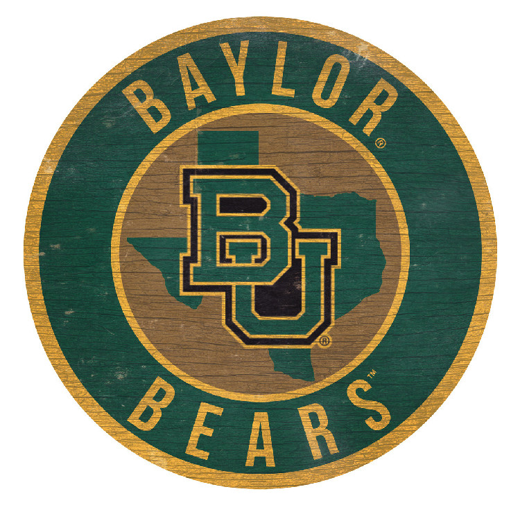 Baylor Bears Sign Wood 12 Inch Round State Design