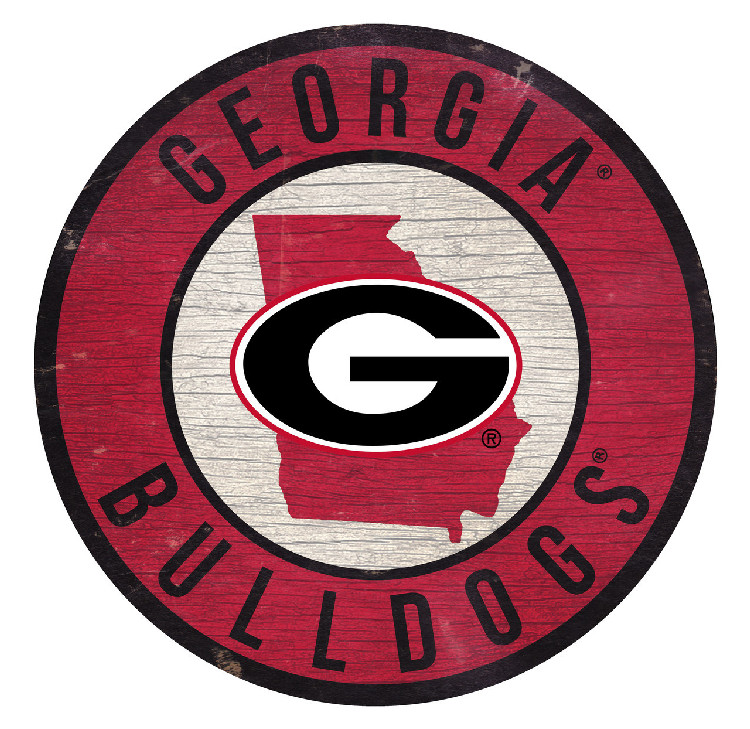 Georgia Bulldogs Sign Wood 12 Inch Round State Design