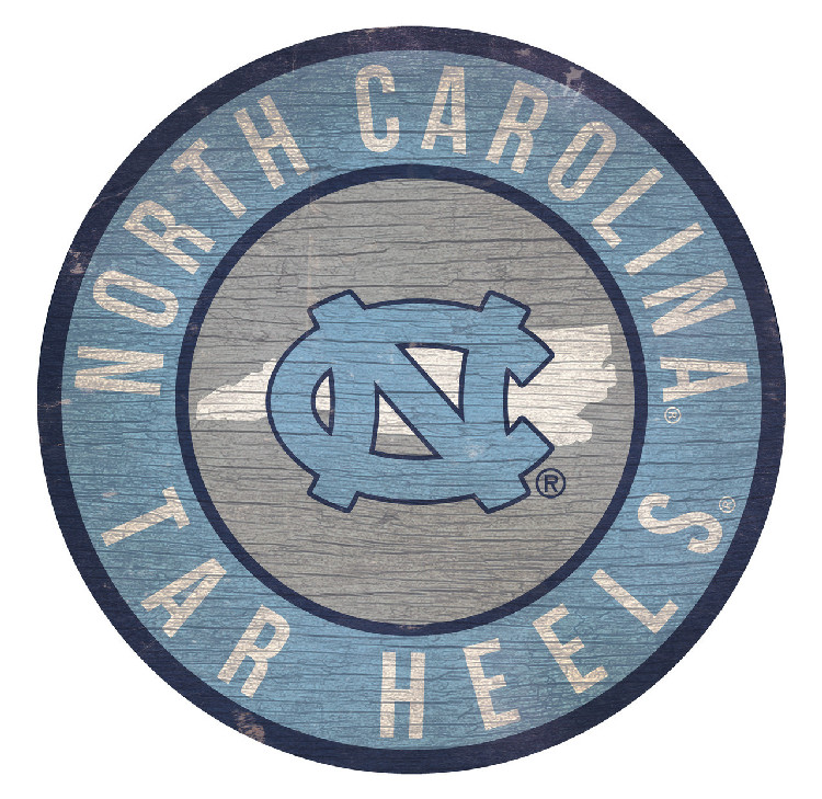 North Carolina Tar Heels Sign Wood 12 Inch Round State Design