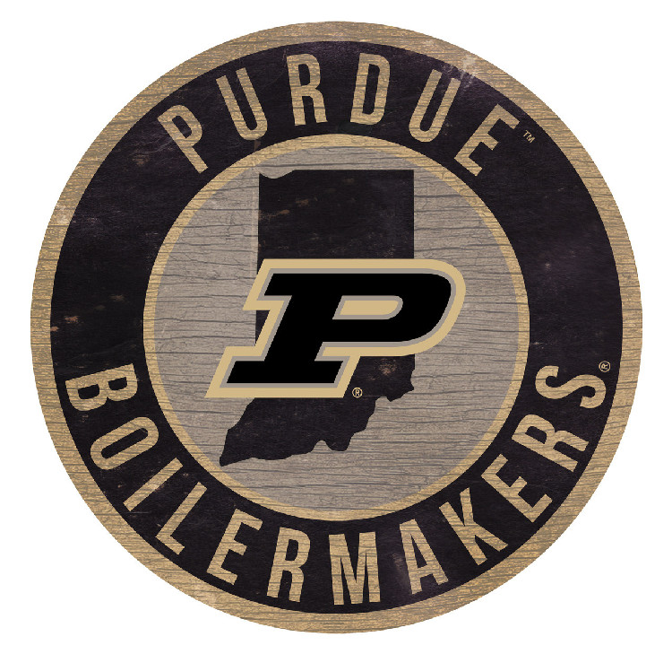 Purdue Boilermakers Sign Wood 12 Inch Round State Design