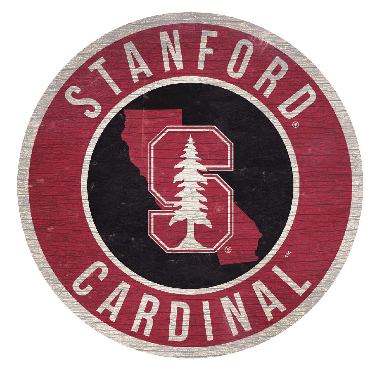 Stanford Cardinal Sign Wood 12 Inch Round State Design