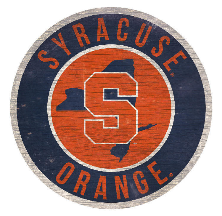 Syracuse Orange Sign Wood 12 Inch Round State Design