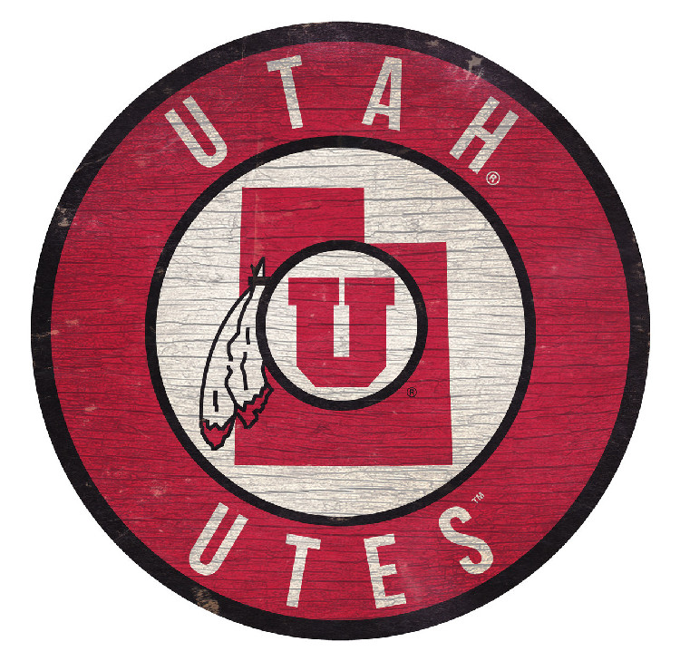 Utah Utes Sign Wood 12 Inch Round State Design