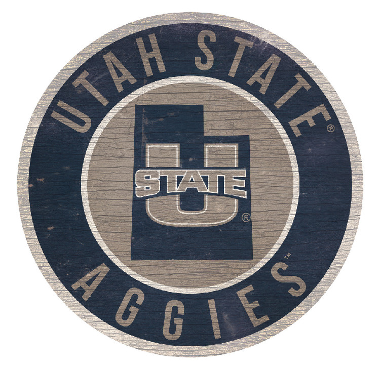 Utah State Aggies Sign Wood 12 Inch Round State Design