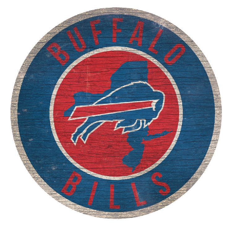 Buffalo Bills Sign Wood 12 Inch Round State Design