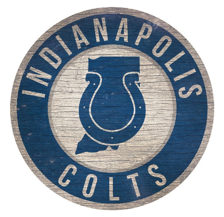 Indianapolis Colts Sign Wood 12 Inch Round State Design