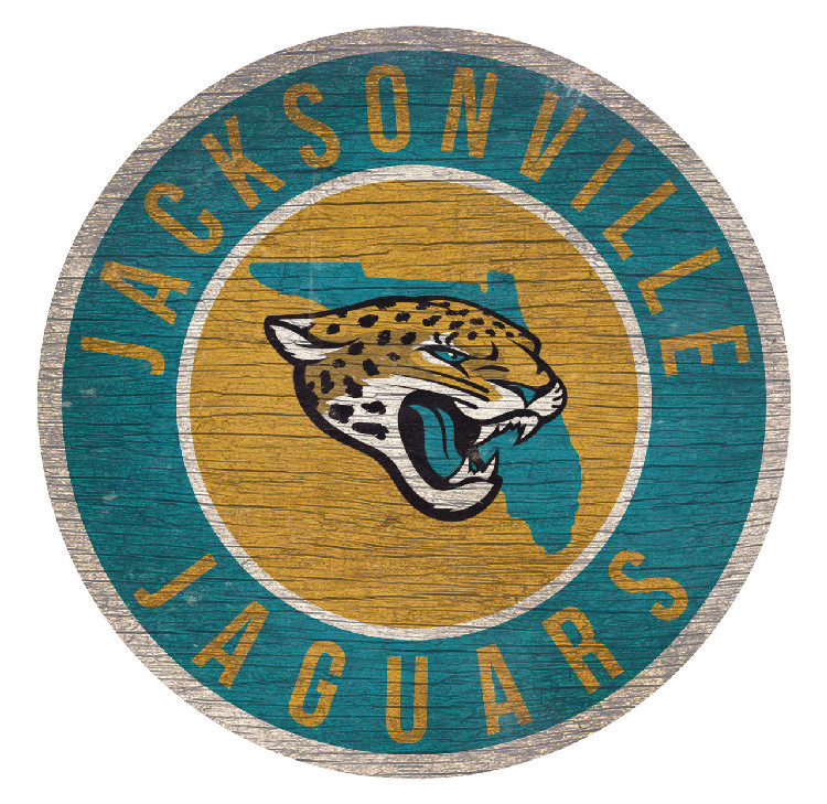 Jacksonville Jaguars Sign Wood 12 Inch Round State Design