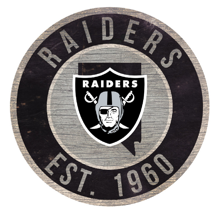 Las Vegas Raiders Sign Wood 12 Inch Round State Design