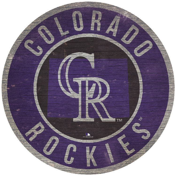 Colorado Rockies Sign Wood 12 Inch Round State Design