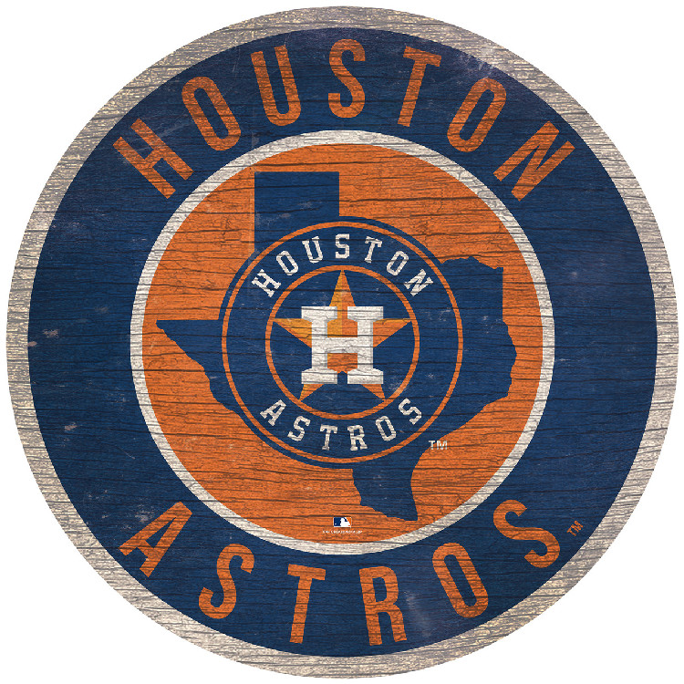 Houston Astros Sign Wood 12 Inch Round State Design